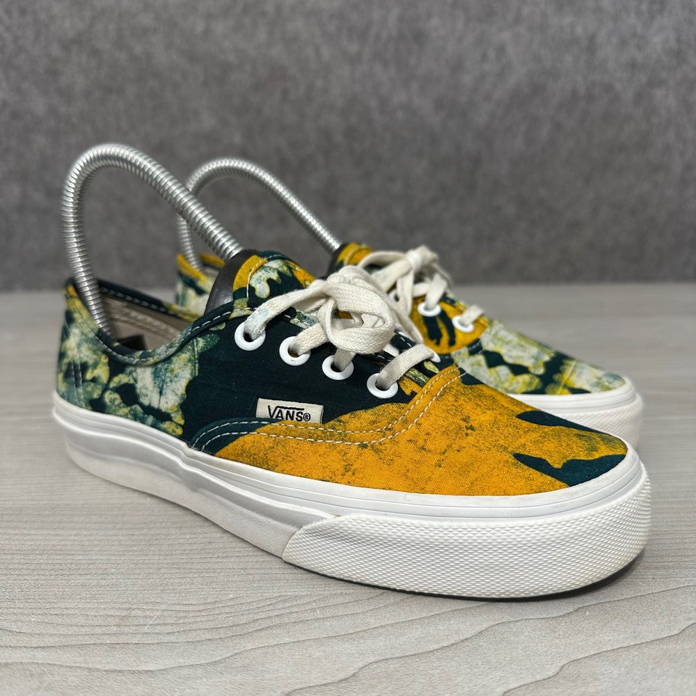 Vans Authentic Della Batik Yellow Green Sneakers Womens Sz 5 Mens 3.5 Low‎ Top